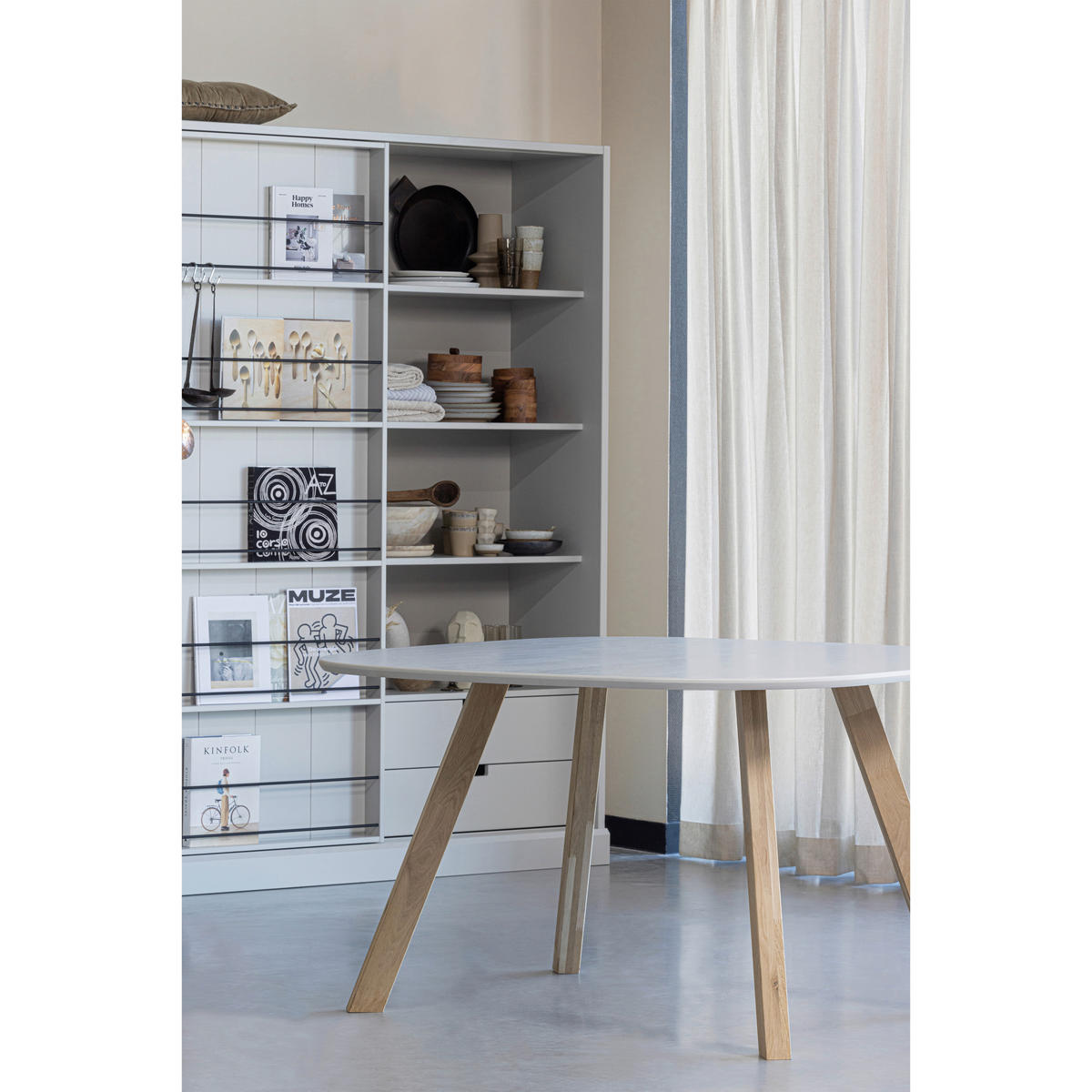 ESSTISCH Esche vollmassiv organisch Hellgrau  - Hellgrau/Naturfarben, MODERN, Holz (130/130/75cm) - Livetastic