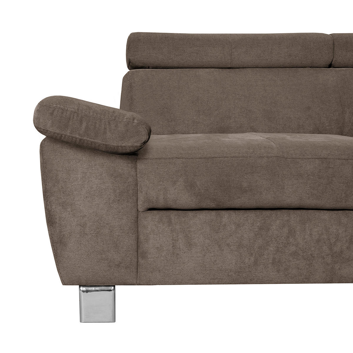 ECKSOFA Dunkelbraun Mikrofaser  - Chromfarben/Dunkelbraun, Design, Textil/Metall (248/208cm) - Livetastic