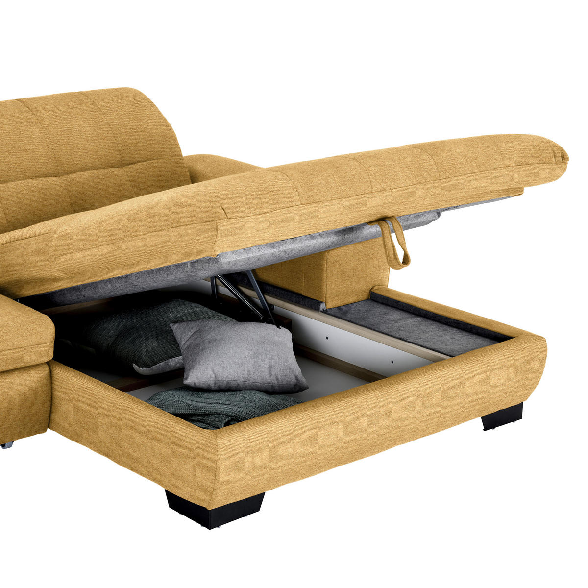 ECKSOFA in Webstoff Honig  - Schwarz/Honig, Design, Textil/Metall (265/180cm) - Carryhome