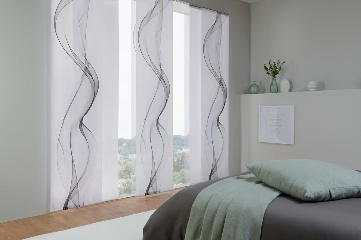 FLÄCHENVORHANG in Grau, Weiß halbtransparent  - Weiß/Grau, Design, Textil (60/245cm) - Novel