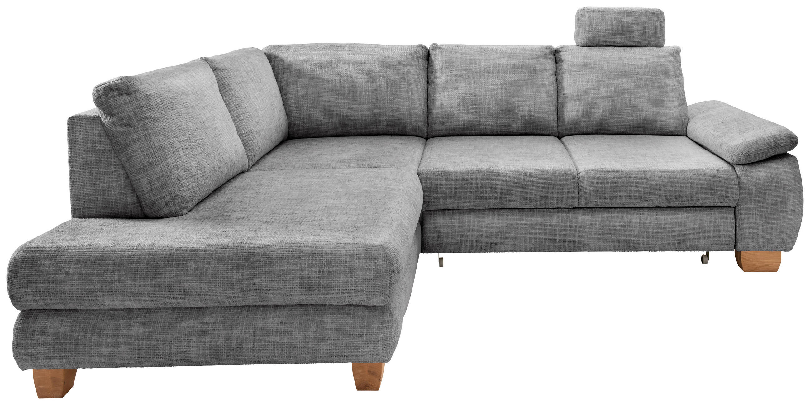 ECKSCHLAFSOFA in Struktur Silberfarben  - Wildeiche/Silberfarben, Modern, Holz/Textil (206/265cm) - Livetastic