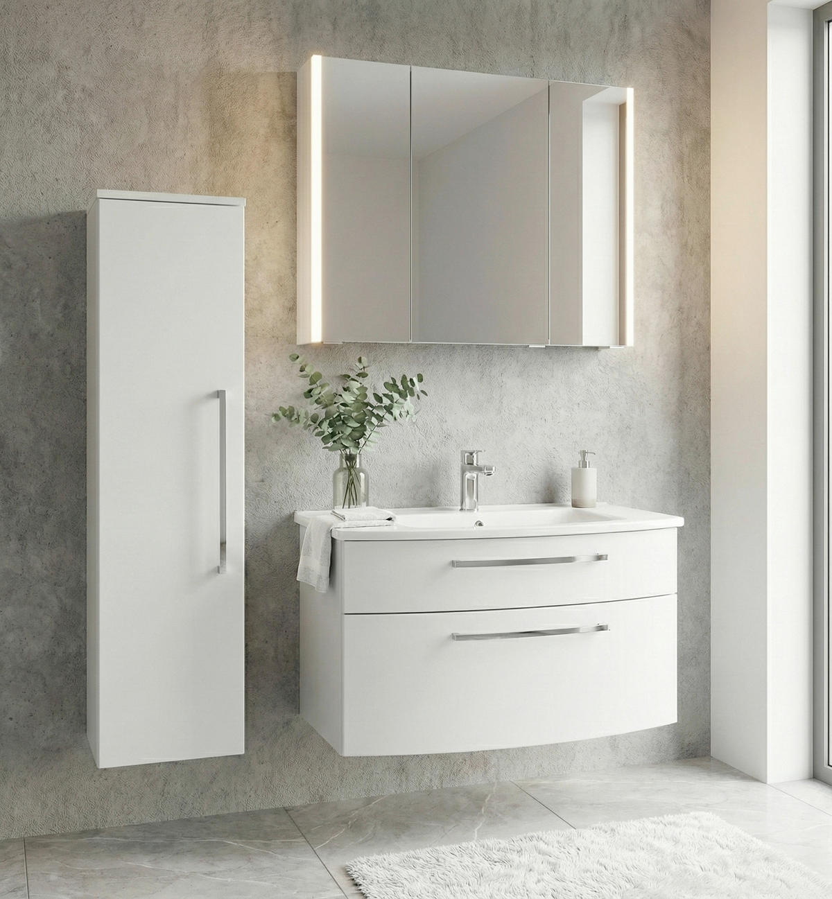 ELEMENT ISPOD UMIVAONIKA  bijela  bijela visoki sjaj  - bijela/boje kroma, Design, kamen/drvni materijal