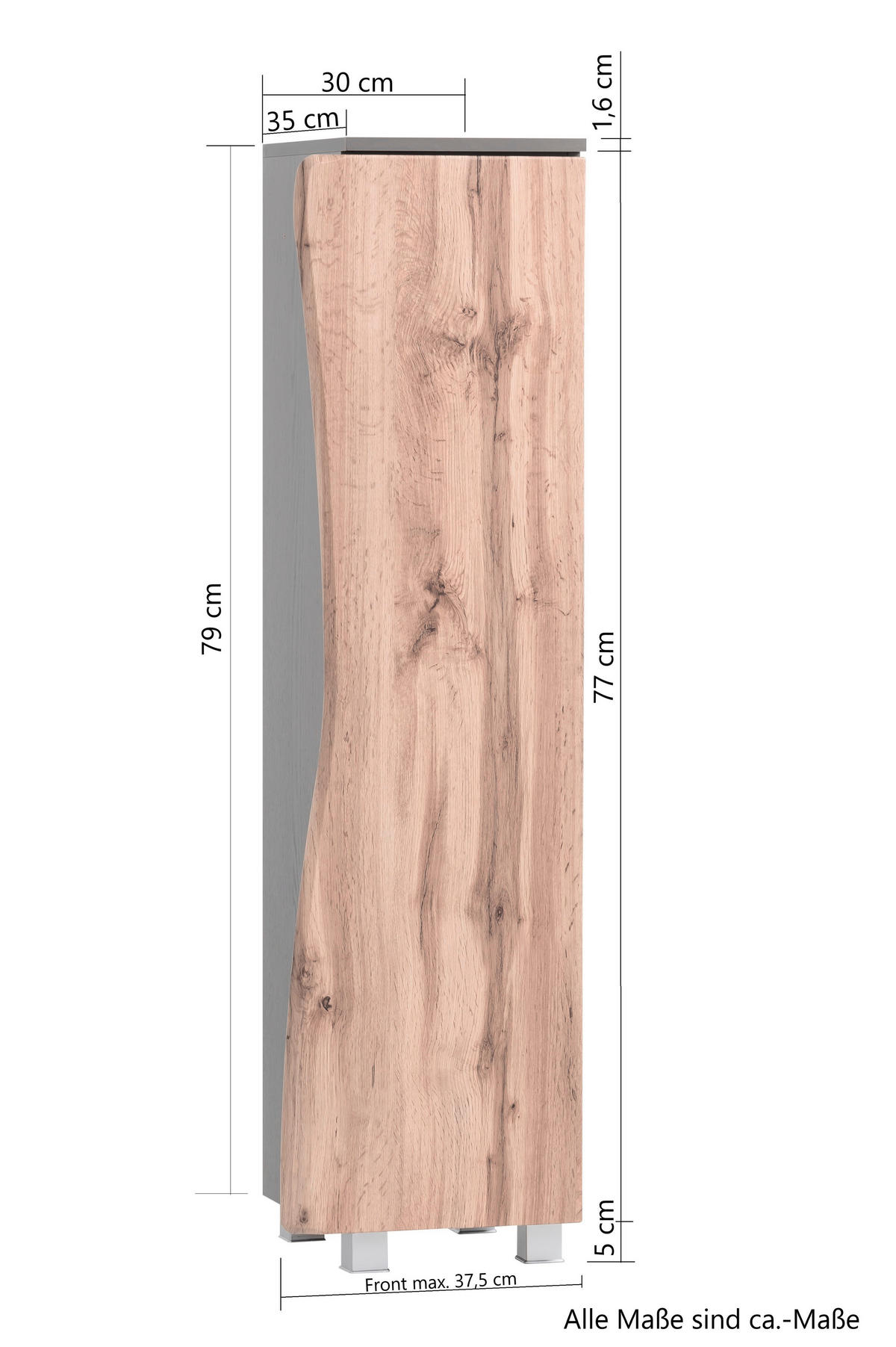 MIDISCHRANK 30/130/35 cm  - Eiche Wotan/Silberfarben, Natur, Holzwerkstoff/Kunststoff (30/130/35cm) - Xora