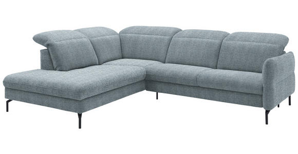 ECKSOFA in Flachgewebe Hellblau 233/299-313 cm - Schwarz/Hellblau, Design, Textil/Metall (233/299-313cm) - Dieter Knoll