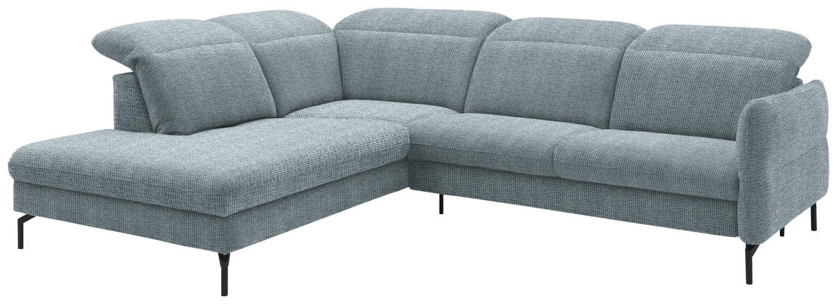 ECKSOFA in Flachgewebe Hellblau  - Schwarz/Hellblau, Design, Textil/Metall (233/299-313cm) - Dieter Knoll