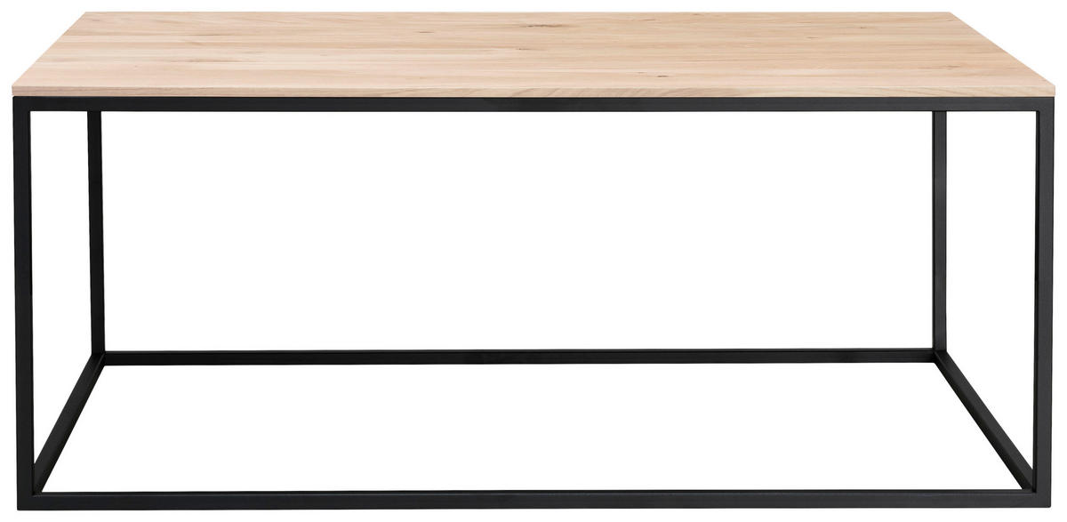 COUCHTISCH Eiche massiv 100/60/42 cm rechteckig Schwarz, Eiche Bianco  - Eiche Bianco/Schwarz, Design, Holz/Metall (100/60/42cm) - Johann Jakob