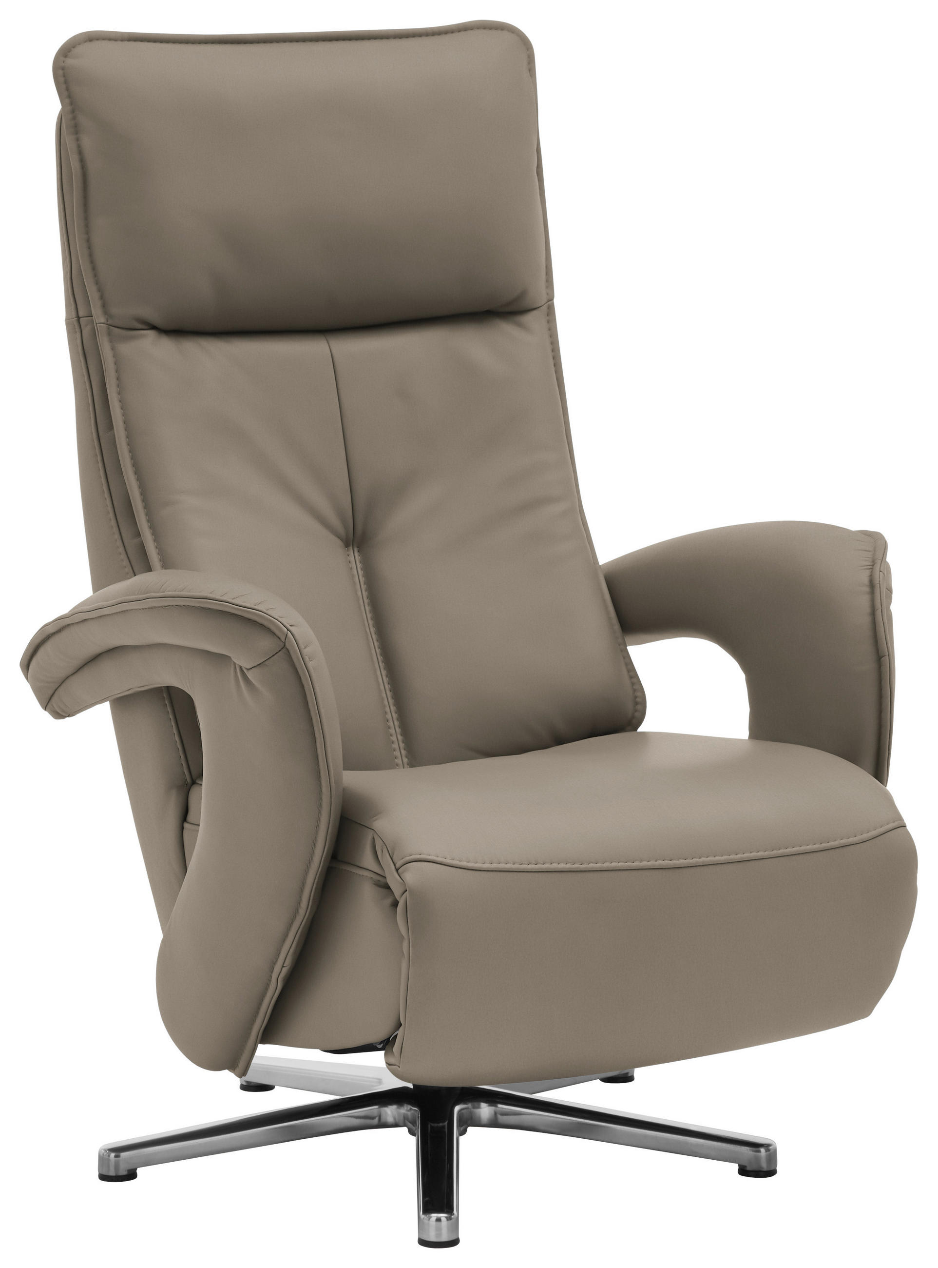 RELAXSESSEL in Leder Greige  - Chromfarben/Greige, Design, Leder/Metall (77/110/87cm) - Valdera