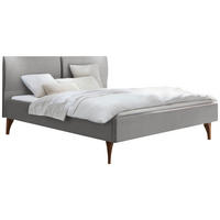 POLSTERBETT 180/200 cm,  in Grau, Nussbaumfarben, gepolstertes Kopfteil,  - Nussbaumfarben/Grau, Design, Holz/Textil (180/200cm) - Hasena