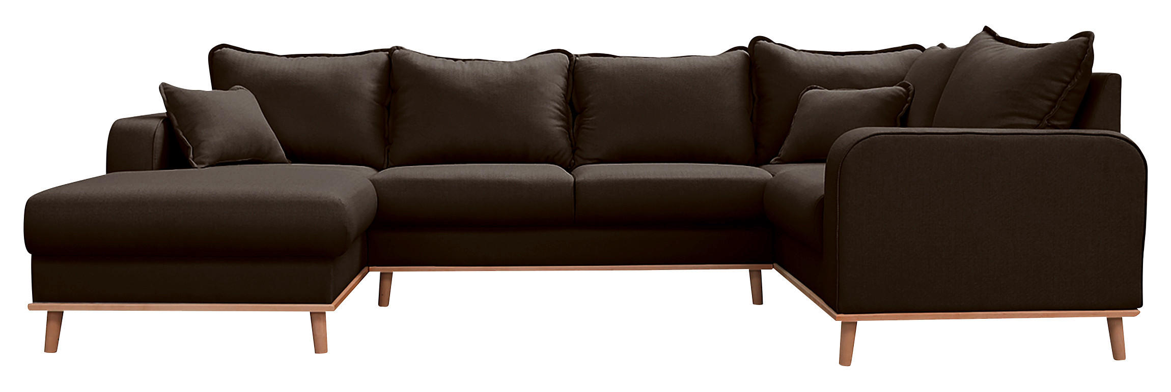 WOHNLANDSCHAFT Dunkelbraun  - Wengefarben/Dunkelbraun, Design, Holz/Textil (170/296/167cm) - Livetastic