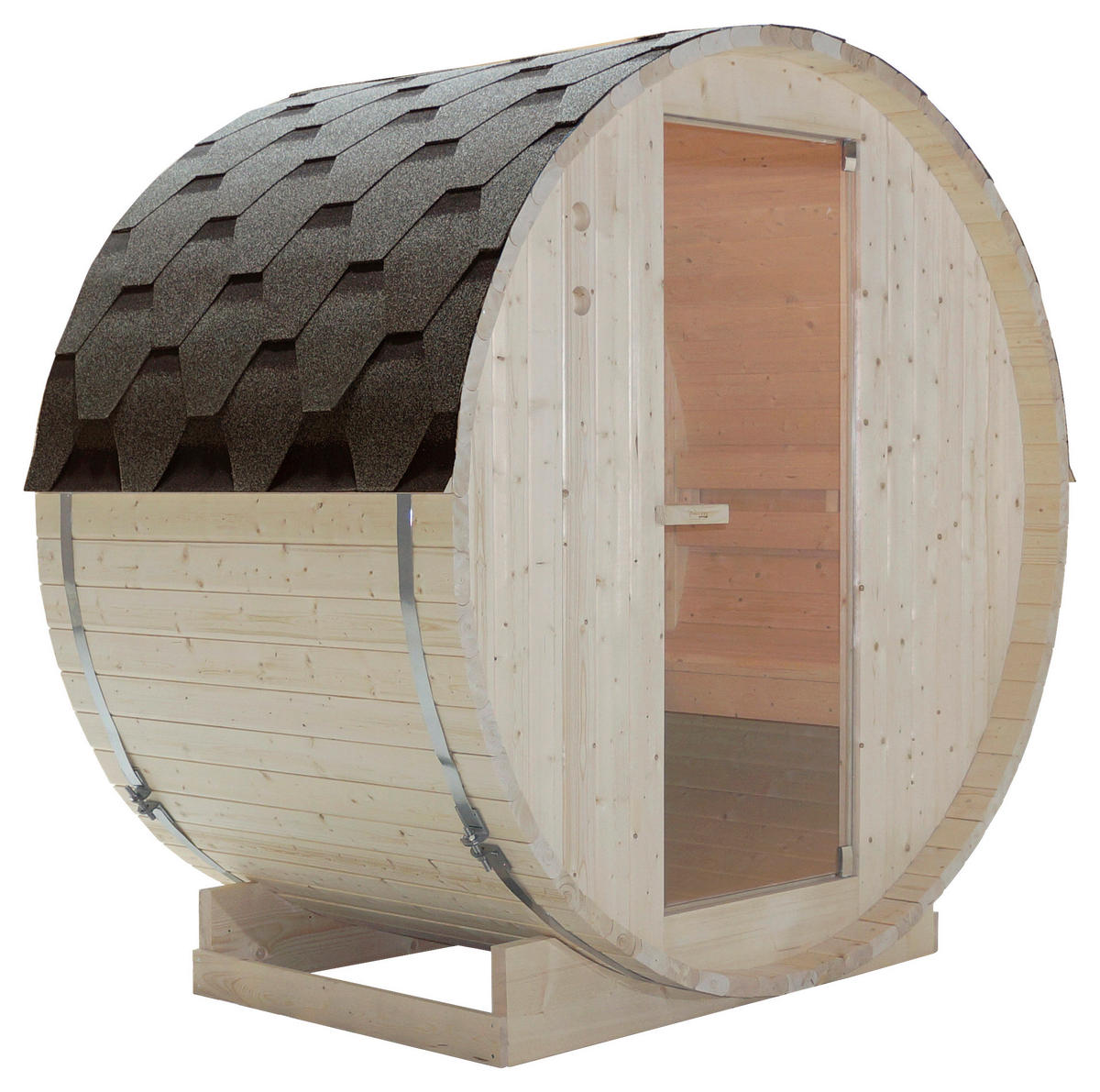 SAUNAFASS für 2 Personen Tromsö M  - Fichtefarben, KONVENTIONELL, Glas/Holz (189/120/191,5cm) - Sanotechnik