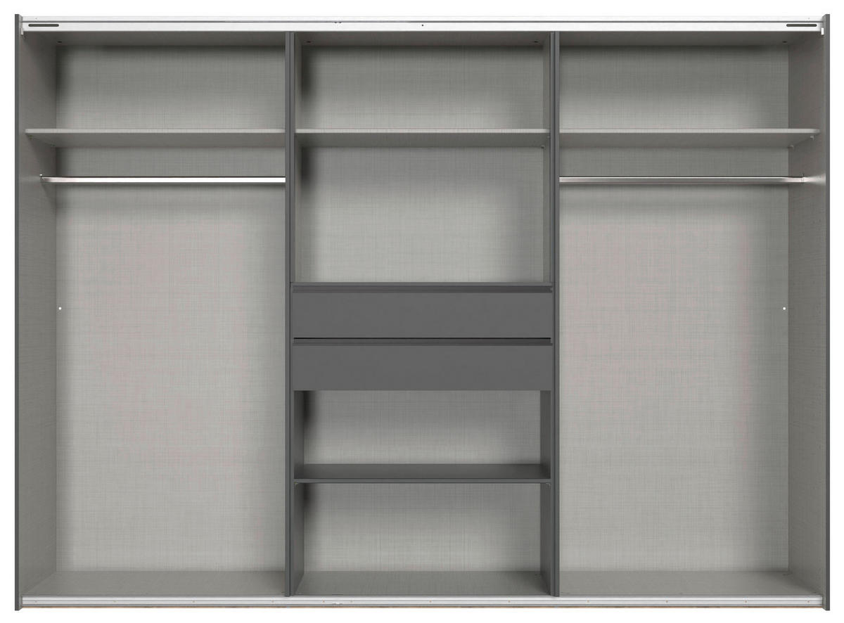 KLEIDERSCHRANK 300/216/65 cm,  in Graphitfarben, 6-türig  - Schwarz/Graphitfarben, Design, Holzwerkstoff/Metall (300/216/65cm) - Stylife