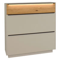 SCHUHSCHRANK Eiche massiv Eichefarben, Kaschmir  - Kaschmir/Eichefarben, Design, Glas/Holz (107/110/32cm) - Novel