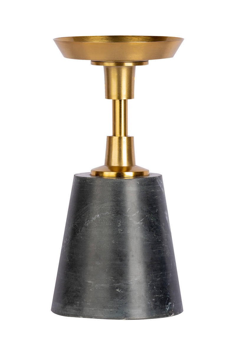 KERZENHALTER - Goldfarben/Schwarz, Trend, Stein/Metall (10/22/10cm) - Kayoom