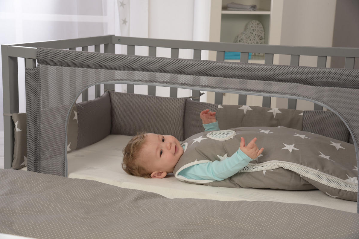 BEISTELLBETT roba Little Stars  - Taupe/Grau, Basics, Holzwerkstoff/Textil (66/79,5/126cm) - Roba