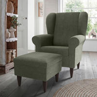 SESSELSET Chenille Dunkelgrün  - Wengefarben/Dunkelgrün, Konventionell, Holz/Textil (80/102/86cm) - Livetastic