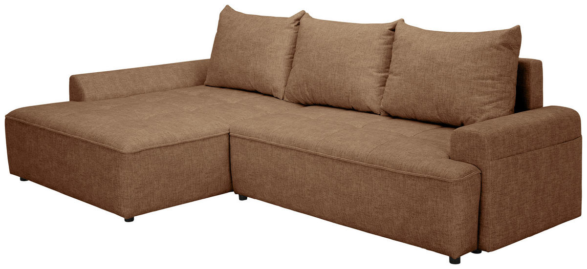 ECKSOFA Braun Mikrofaser  - Schwarz/Braun, KONVENTIONELL, Kunststoff/Textil (169/295cm) - Carryhome