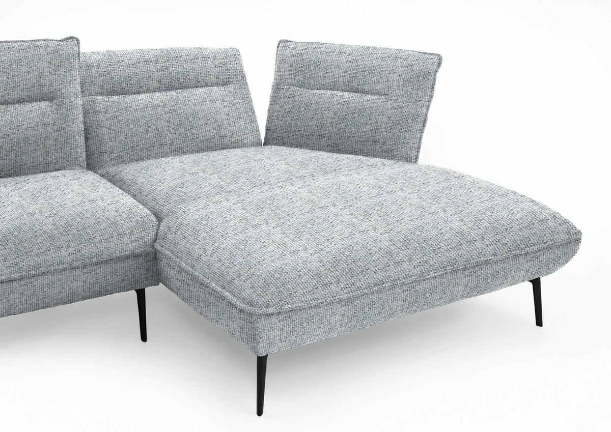 ECKSOFA in Flachgewebe Grau  - Schwarz/Grau, Design, Textil/Metall (339/153cm) - Moderano