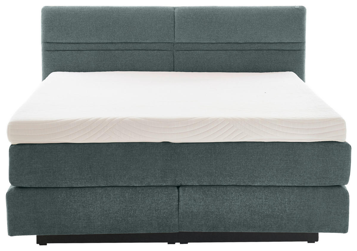 BOXSPRINGBETT 180/200 cm  Graugrün  - Schwarz/Graugrün, Modern, Textil (180/200cm) - Hukla