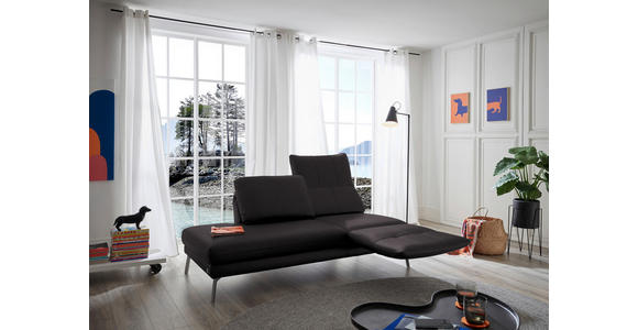 RÉCAMIERE in Echtleder Dunkelbraun - Chromfarben/Dunkelbraun, Design, Leder/Metall (209/85-109/95-16cm) - Dieter Knoll