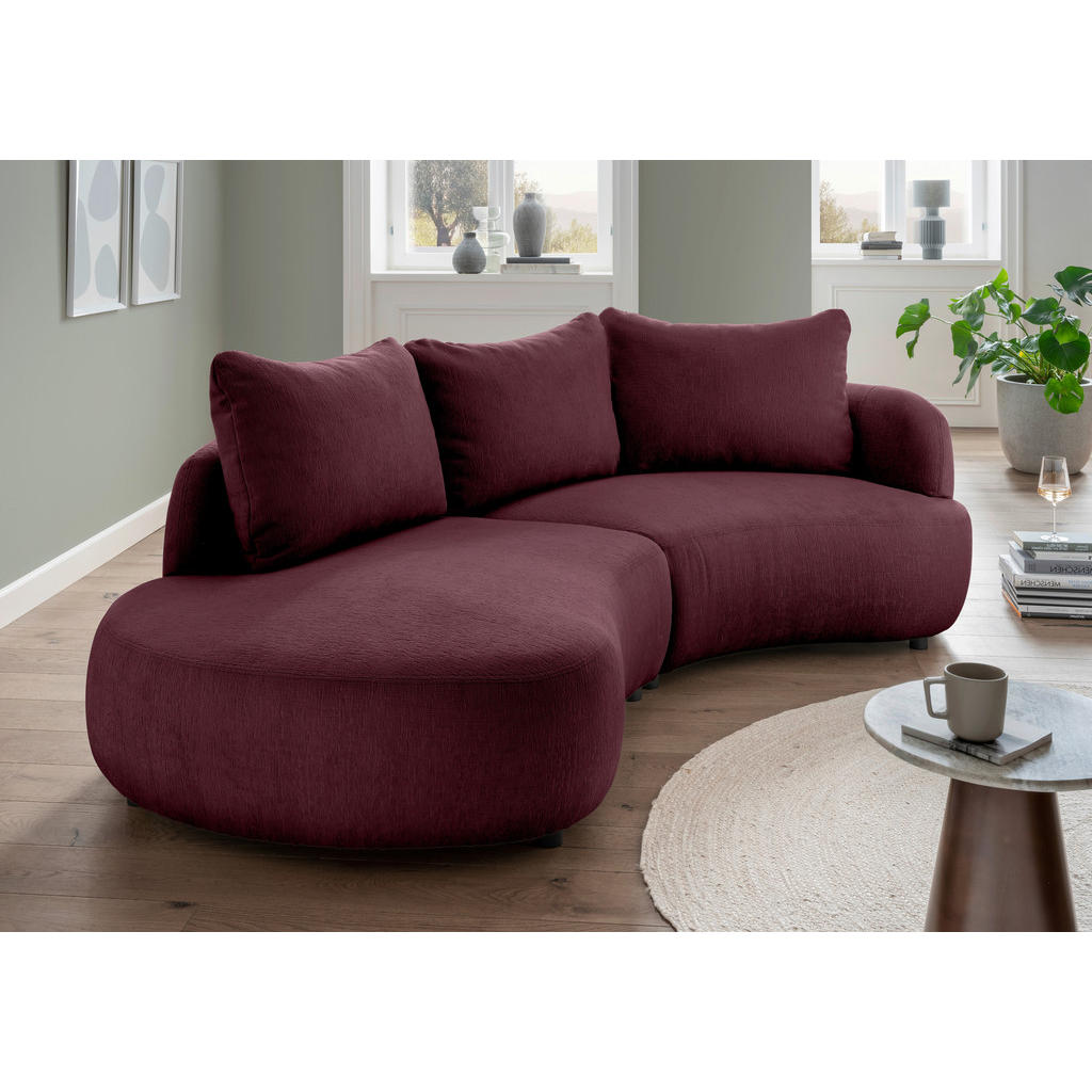 Thumbnail - Livetastic Ecksofa, Bordeaux, Textil, 3-Sitzer, Füllung: Schaumstoff, Ottomane links, L-Form, 250x139 cm, seitenverkehrt...