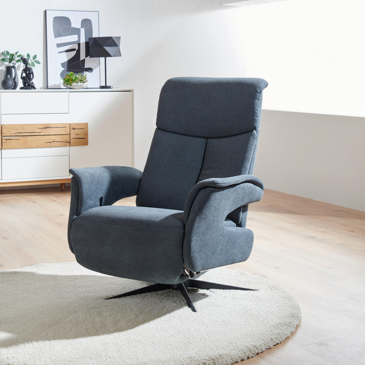 RELAXSESSEL in Textil Anthrazit  - Anthrazit/Schwarz, Design, Textil/Metall (78/101/88cm) - Welnova