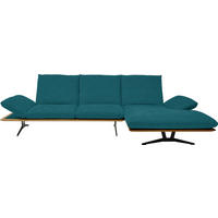 ECKSOFA in Flachgewebe Petrol  - Petrol/Schwarz, Design, Holz/Textil (314/159cm) - Dieter Knoll