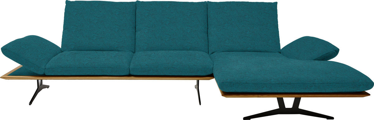 ECKSOFA in Flachgewebe Petrol  - Petrol/Schwarz, Design, Holz/Textil (314/159cm) - Dieter Knoll
