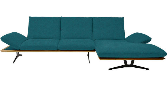 ECKSOFA in Flachgewebe Petrol  - Petrol/Schwarz, Design, Holz/Textil (314/159cm) - Dieter Knoll