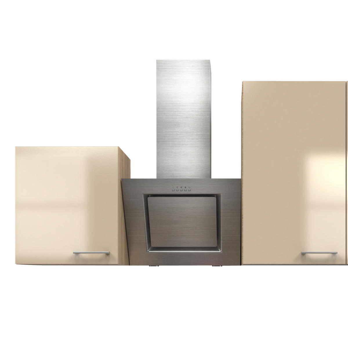 KÜCHENBLOCK 210 cm   in Kaschmir  - Kaschmir/Edelstahlfarben, MODERN, Holzwerkstoff/Metall (210cm) - FlexWell