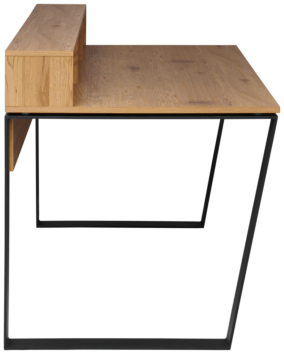 PISALNA MIZA kovina, leseni material črna, barve hrasta  - črna/barve hrasta, Moderno, kovina/leseni material (150/80/80cm) - MID.YOU