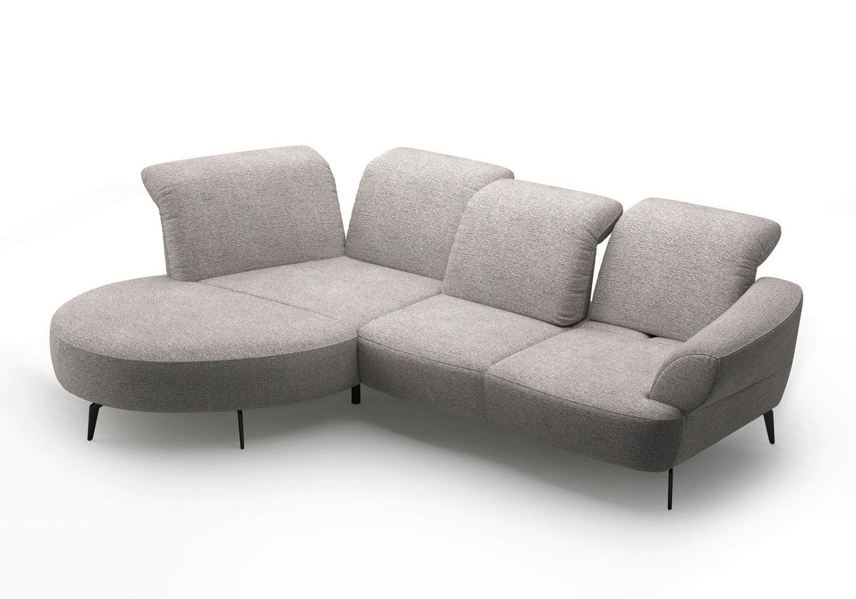 ECKSOFA in Chenille Silberfarben  208/313 cm  - Silberfarben/Schwarz, MODERN, Textil/Metall (208/313cm) - Sit & More