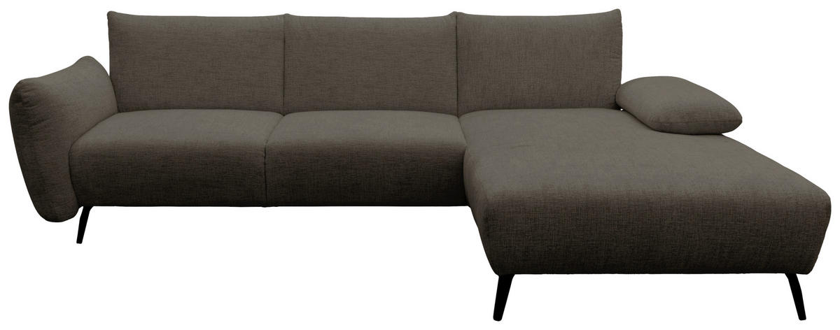 ECKSOFA 200 030 Dunkelbraun Chenille  - Beige/Dunkelbraun, MODERN, Textil/Metall (274/155cm) - Livetastic