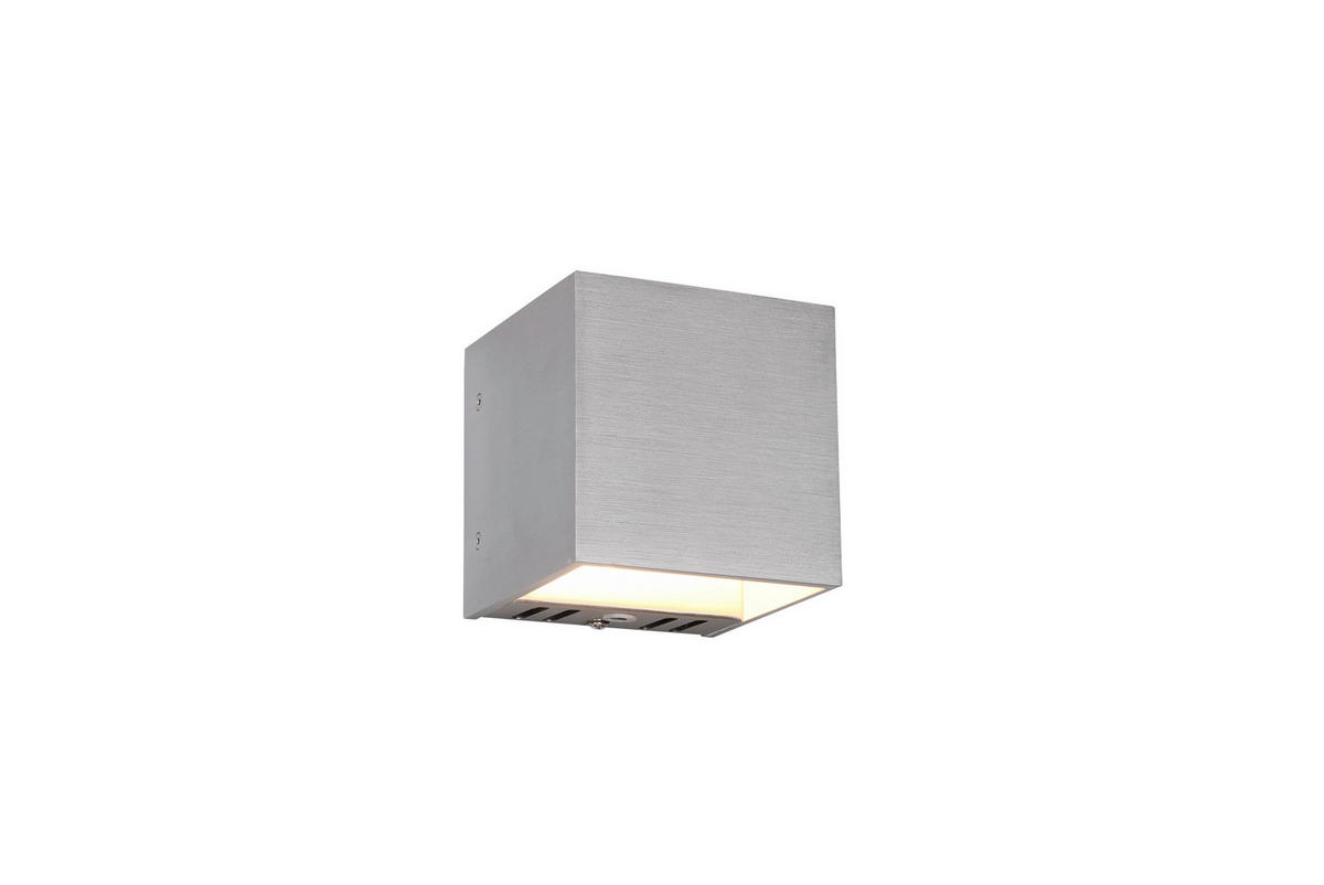 ZIDNA LED LAMPA - siva/boja aluminijuma, Dizajnerski, metal (10/10/10cm)
