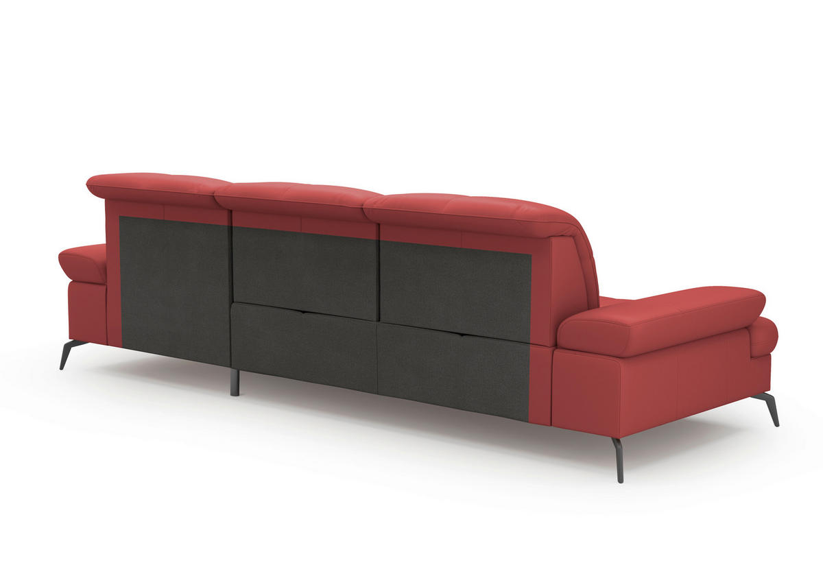 ECKSOFA Rot Kombination Echtleder/Stoff Vliesstoff  - Rot/Schwarz, KONVENTIONELL, Leder/Textil (279/185cm) - Sit & More