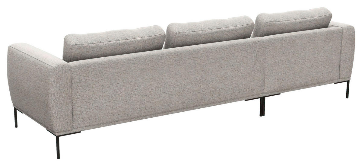 ECKSOFA Hellgrau Webstoff, Flachgewebe  - Hellgrau/Schwarz, Design, Textil/Metall (148/303cm) - Livetastic
