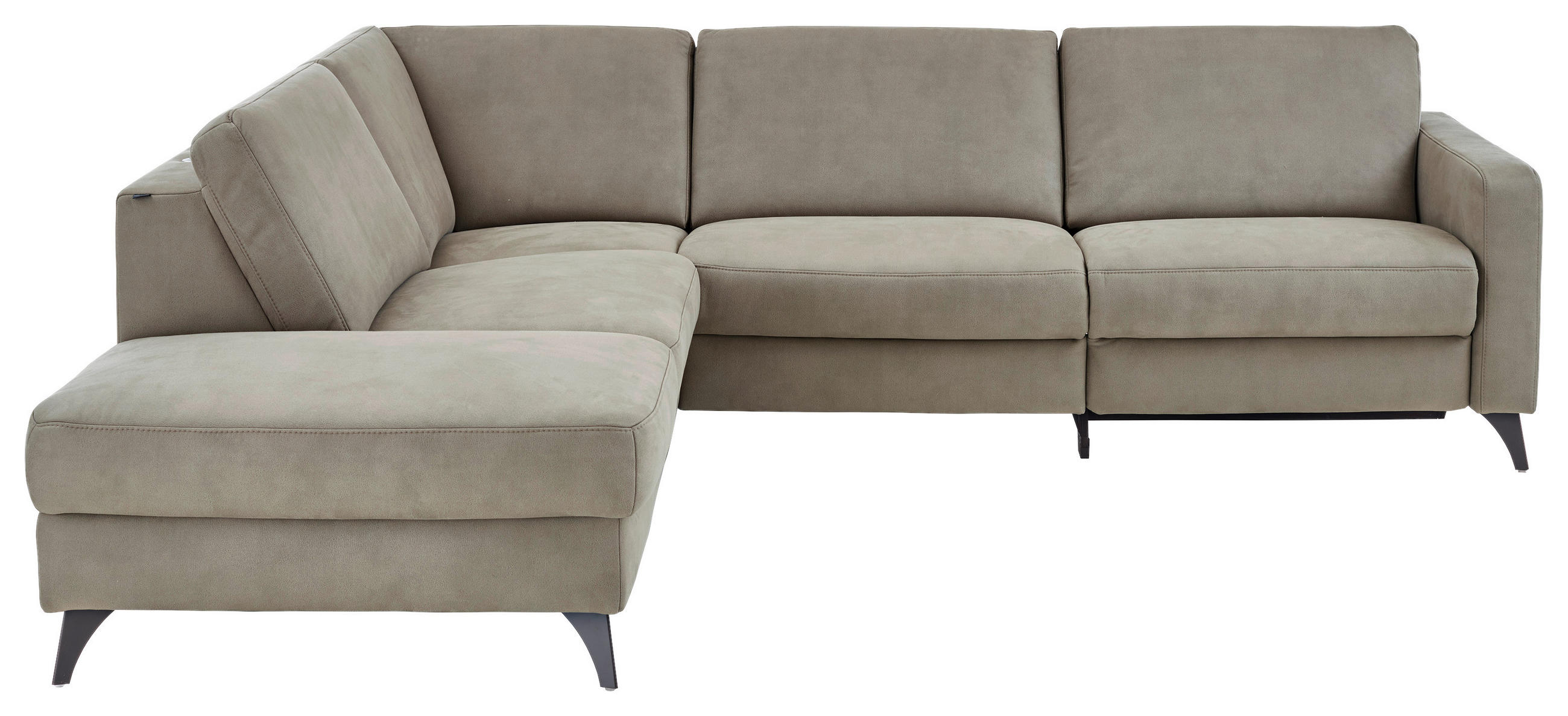 ECKSOFA Dieter Knoll Beigebraun Mikrofaser  - Beigebraun/Schwarz, Design, Textil/Metall (238/269cm) - Dieter Knoll