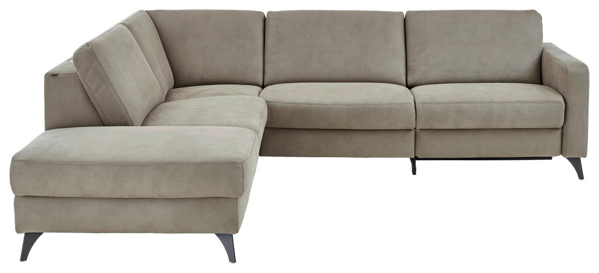 ECKSOFA Dieter Knoll Beigebraun Mikrofaser  - Beigebraun/Schwarz, Design, Textil/Metall (238/269cm) - Dieter Knoll