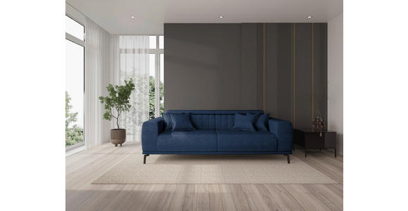 3-SITZER-SOFA  in Webstoff Dunkelblau  - Schwarz/Dunkelblau, KONVENTIONELL, Textil/Metall (240/80/113cm) - Carryhome