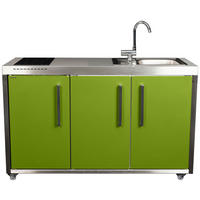 OUTDOORKÜCHE  - Edelstahlfarben/Grün, Basics, Metall (157/98/62cm)