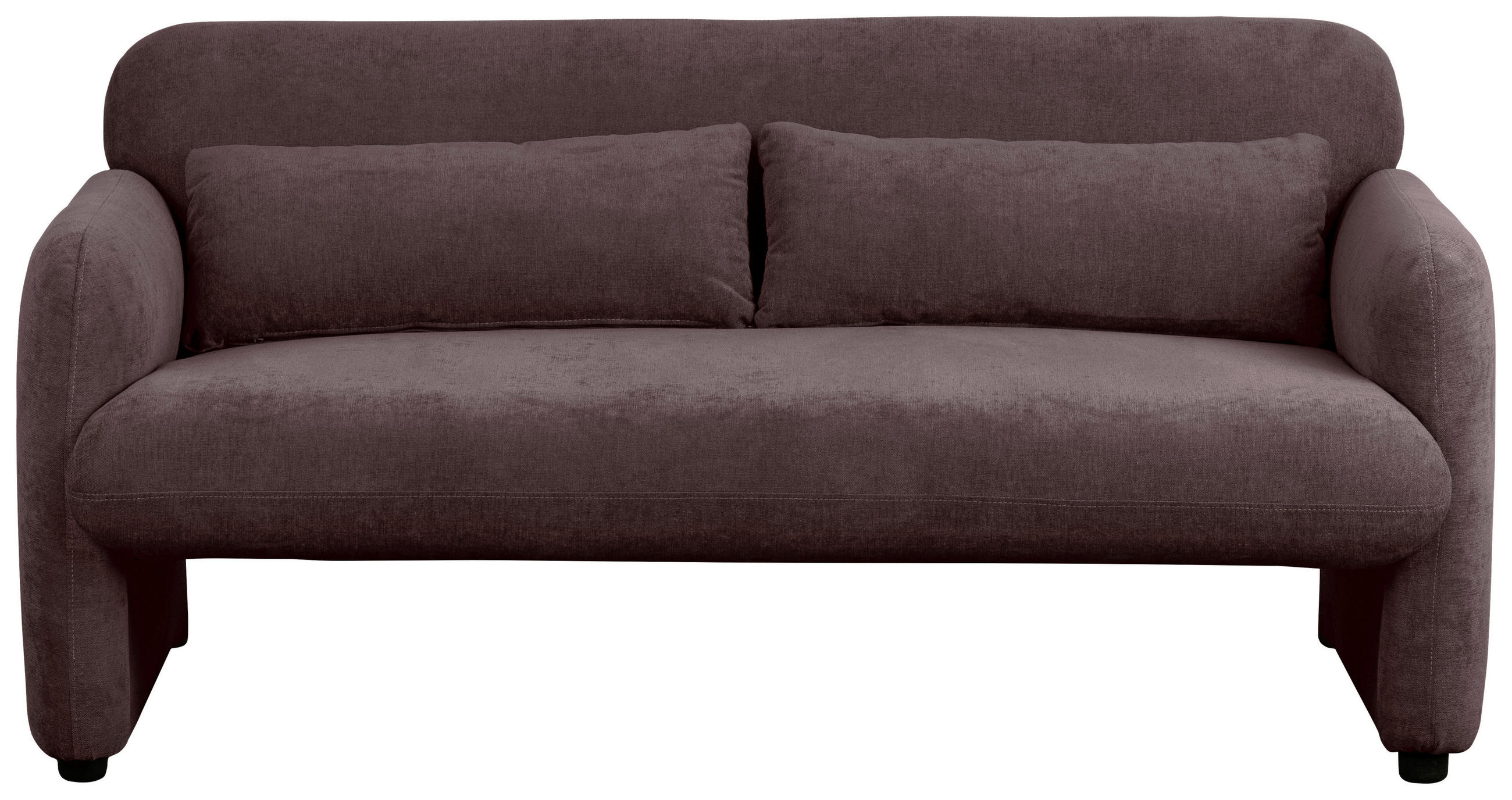 2-SITZER-SOFA MILA Samt Dunkelrot  - Schwarz/Dunkelrot, Design, Kunststoff/Textil (148/83/76cm) - MID.YOU