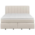BOXSPRINGBETT 180/200 cm,  in Creme, H2 + H3 = mittel + fest  - Creme, KONVENTIONELL, Kunststoff/Textil (180/200cm) - Voleo
