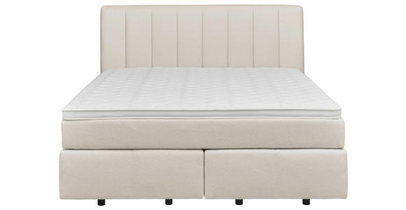 BOXSPRINGBETT 180/200 cm,  in Creme, H2 + H3 = mittel + fest  - Creme, KONVENTIONELL, Kunststoff/Textil (180/200cm) - Voleo