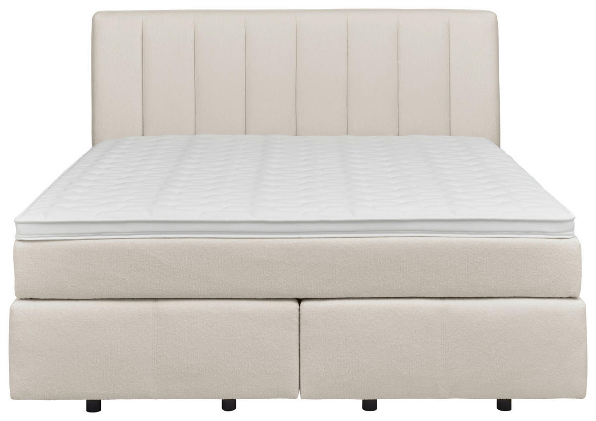 BOXSPRINGBETT 180/200 cm,  in Creme, H2 + H3 = mittel + fest  - Creme, KONVENTIONELL, Kunststoff/Textil (180/200cm) - Voleo