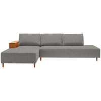 ECKSOFA in Flachgewebe Grau  - Eichefarben/Grau, Design, Holz/Textil (190/307cm) - Joka