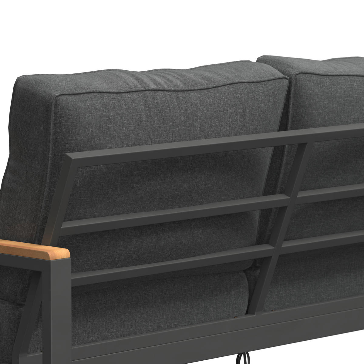 LOUNGEGARNITUR   191/72/75 cm Akazie vollmassiv Aluminium  - Schwarz/Akaziefarben, MODERN, Holz/Textil (191/72/75cm) - Ambia Garden