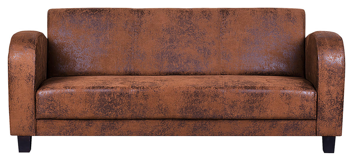 3-SITZER-SOFA in Lederlook Braun  - Dunkelbraun/Braun, Design, Textil (190/80/89cm) - Livetastic