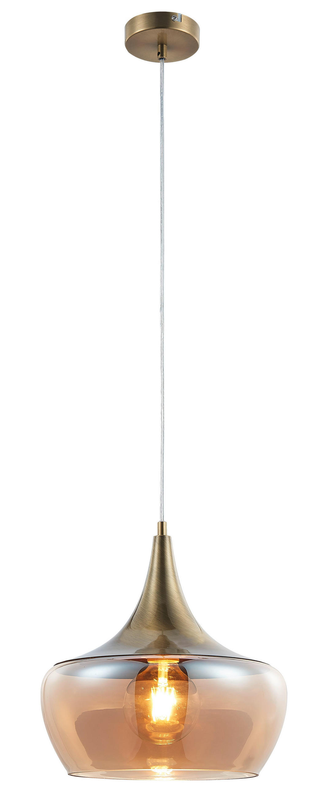 HÄNGELEUCHTE 30/150 cm    - Bernsteinfarben, Design, Glas/Metall (30/150cm) - Globo