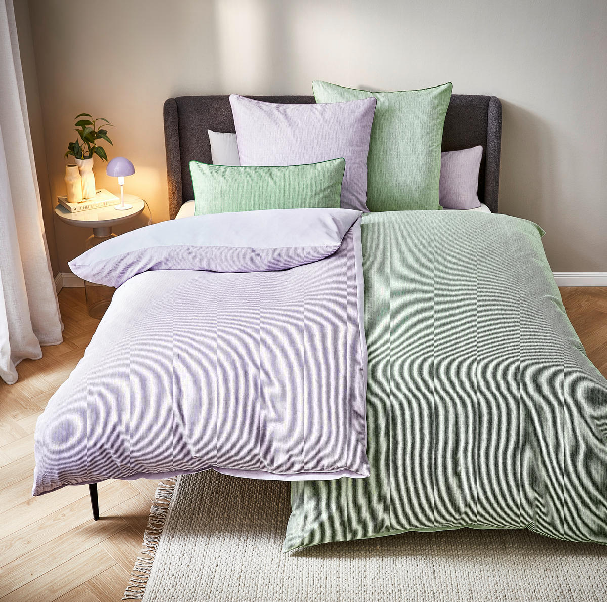 OBOUSTRANNÉ POVLEČENÍ, satén, světle fialová, 155/220 cm - světle fialová, Basics, textil (155/220cm) - Bio:Vio