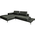 ECKSOFA  in Echtleder Anthrazit  201/304 cm  - Anthrazit/Schwarz, Design, Leder/Metall (201/304cm) - Belluti