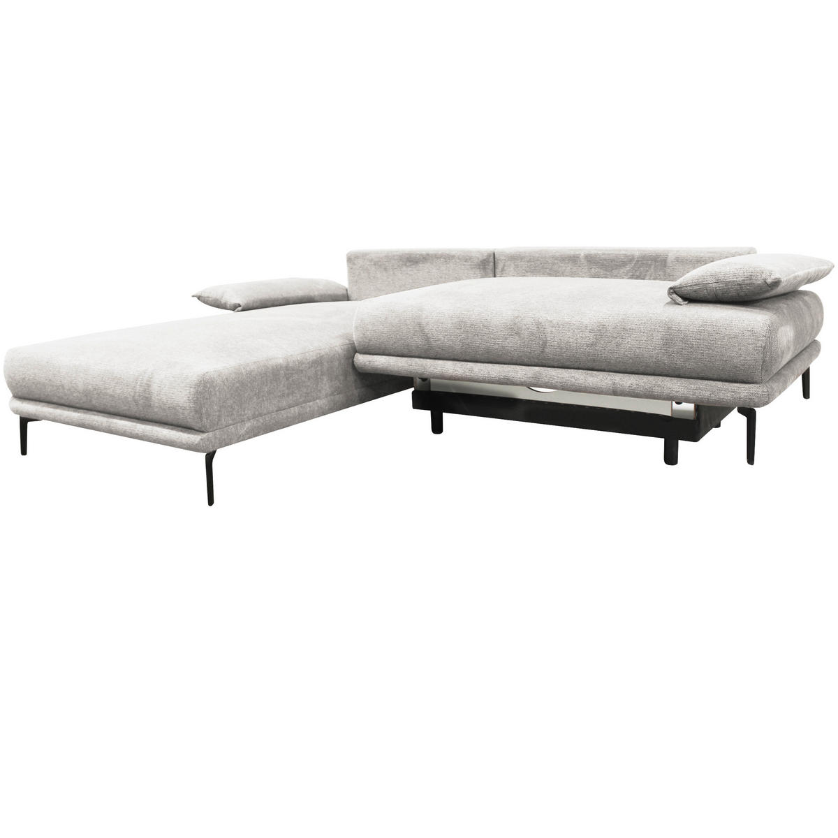 ECKSOFA in Webstoff Weiß  192/260 cm  - Schwarz/Weiß, Design, Textil/Metall (192/260cm) - MID.YOU